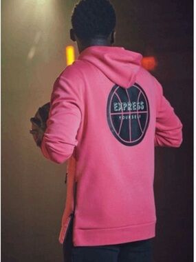 Express x Victor Oladipo Hot Pink Hoodie Pullover Sweatshirt | Men's Size XXL